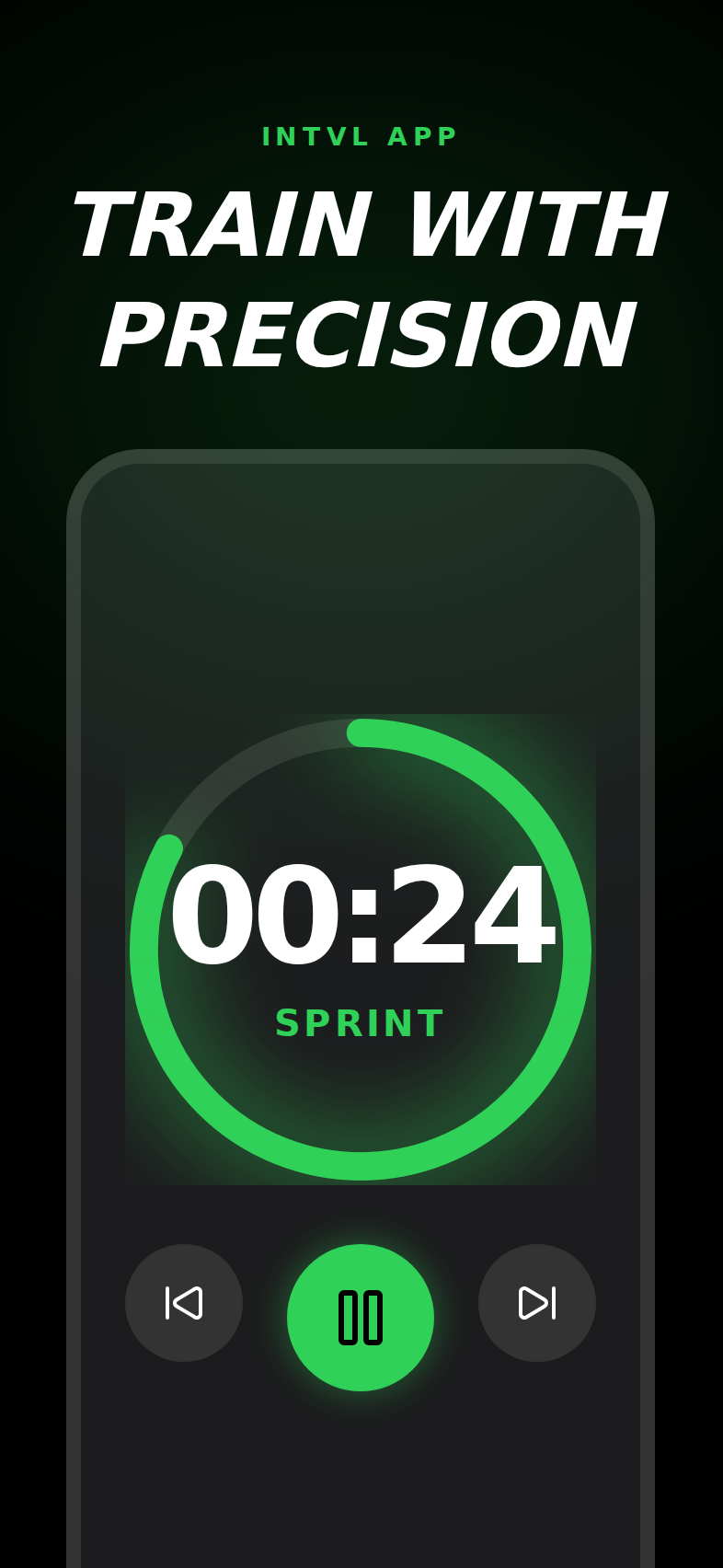 INTVL App — Precision Timer Screen